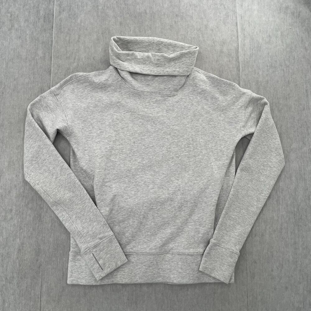 Lululemon Sweater Womens 2 Gray Pullover Turtleneck Sweatshirt Pockets Ladies